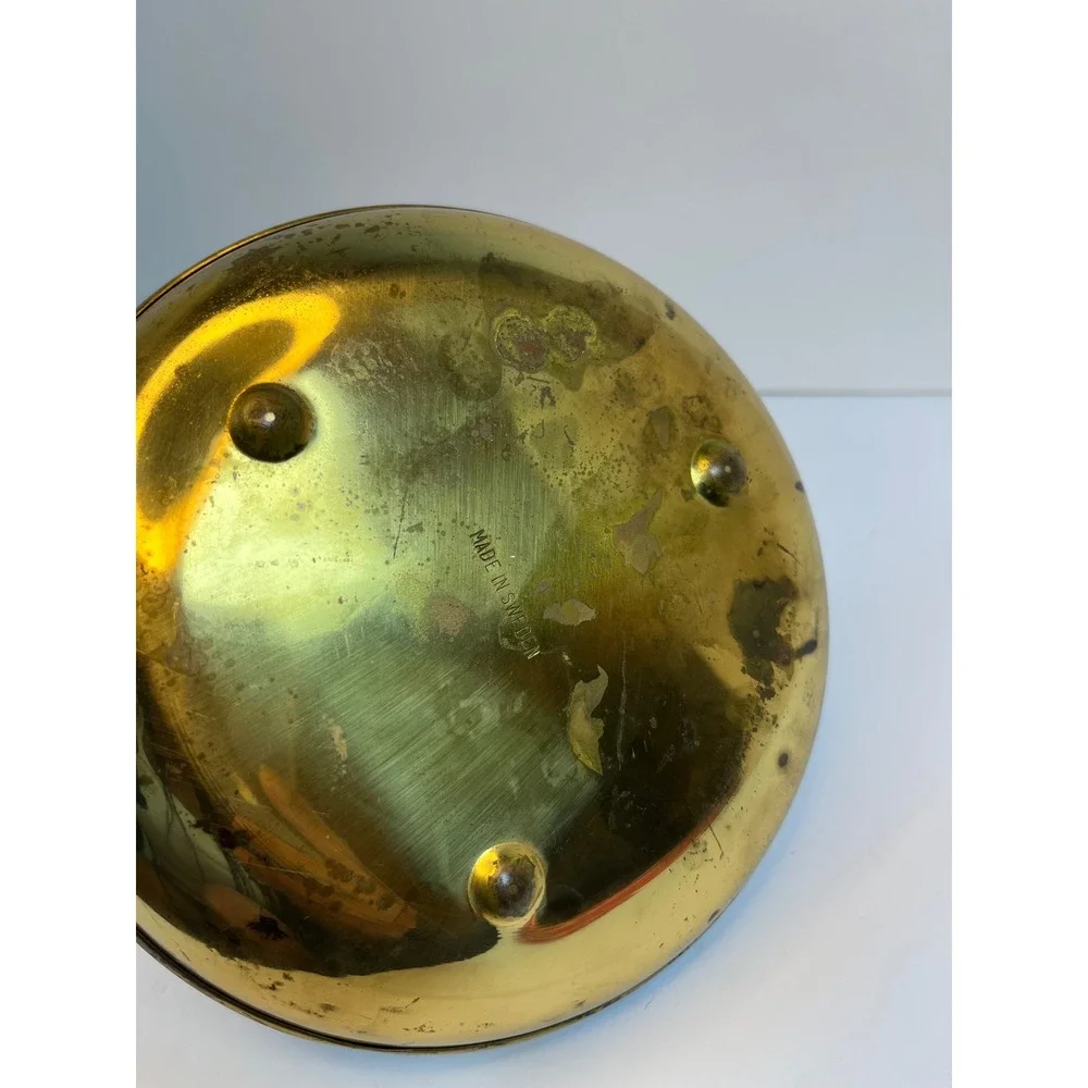 Vintage Swedish Brass Nautical Candle Holder Jar Anchor Ship Made in Sweden
